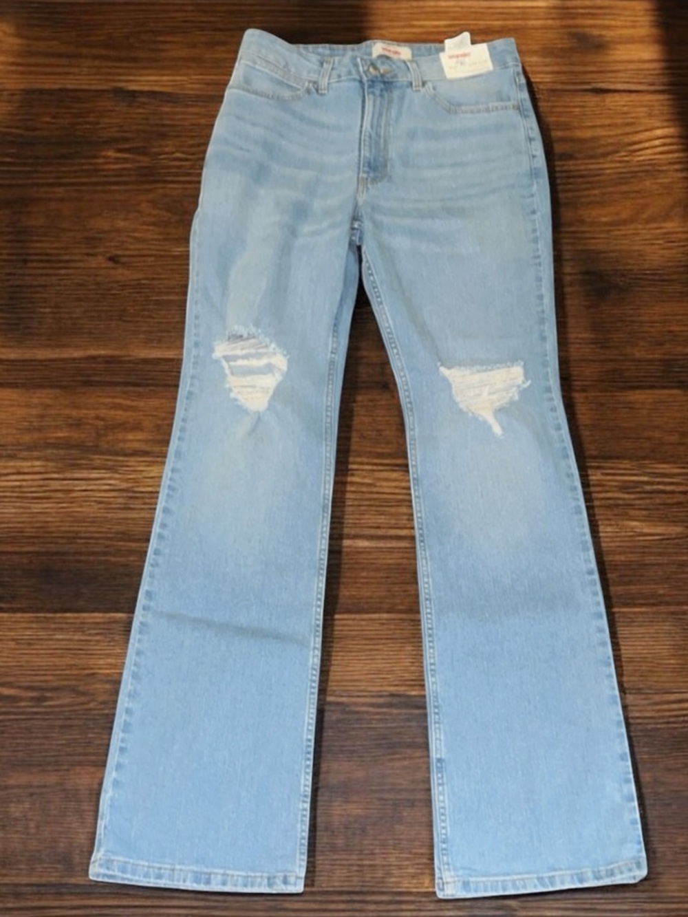 Wrangler Bootcut Jeans Bold Boot High Rise 29x32 Light Wash Distressed Western